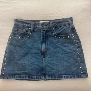 Abercrombie High Rise Denim Studded Mini Skirt